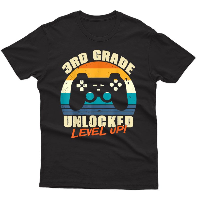 3rd Grade Unlocked Level Up Gamer Back To School Third Grade T-shirt