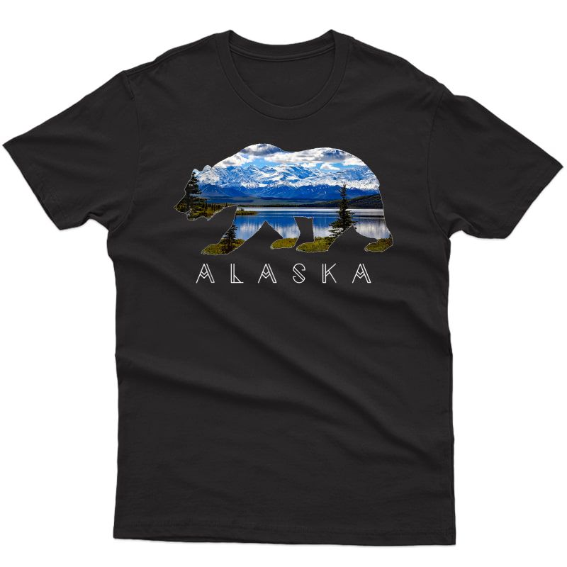 Alaskan Bear With Lake & Mountain Souvenir T Shirt
