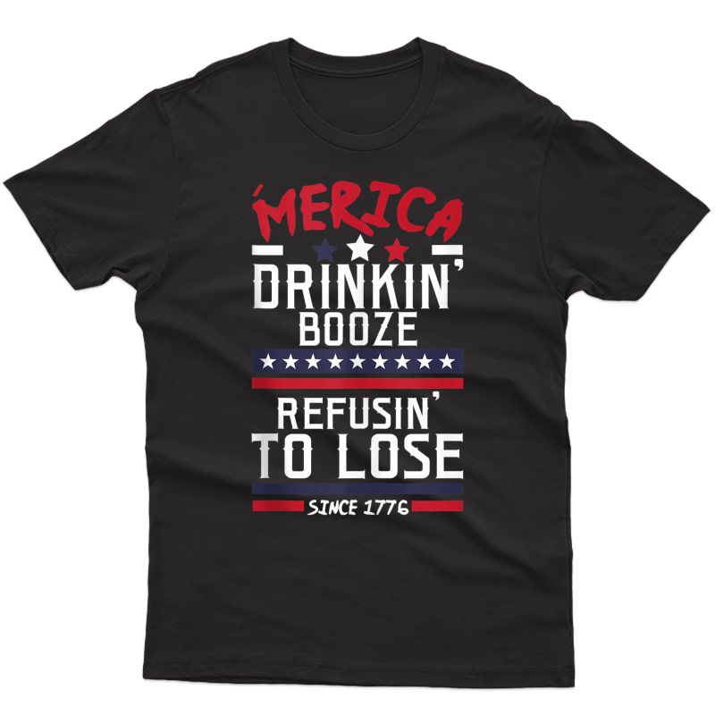 America Drinking Booze & Refusing To Lose Alcohol Beer Flag Tank Top Shirts