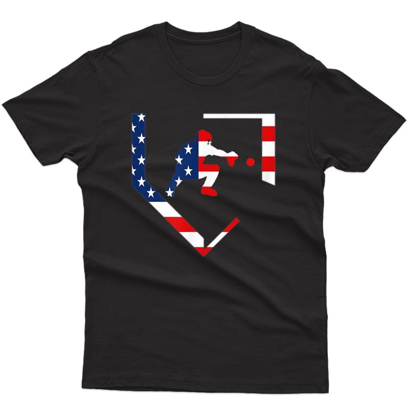 American Flag Graphic Baseball Cat Gear Baseballin Gift T-shirt