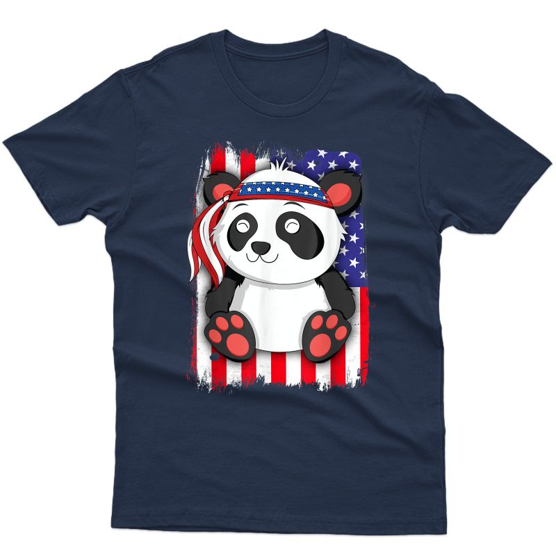 American Flag Panda 4th Of July T-shirt Girls Usa