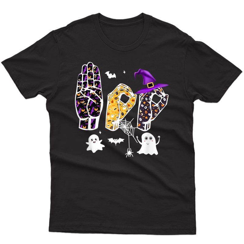 Asl Boo Signlanguage Awesome Halloween T-shirt