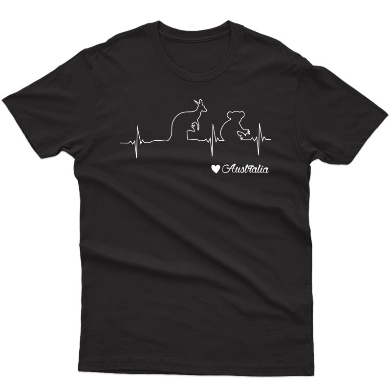 Australia Kangaroo And Koala Heartbeat Draw Gift T-shirt