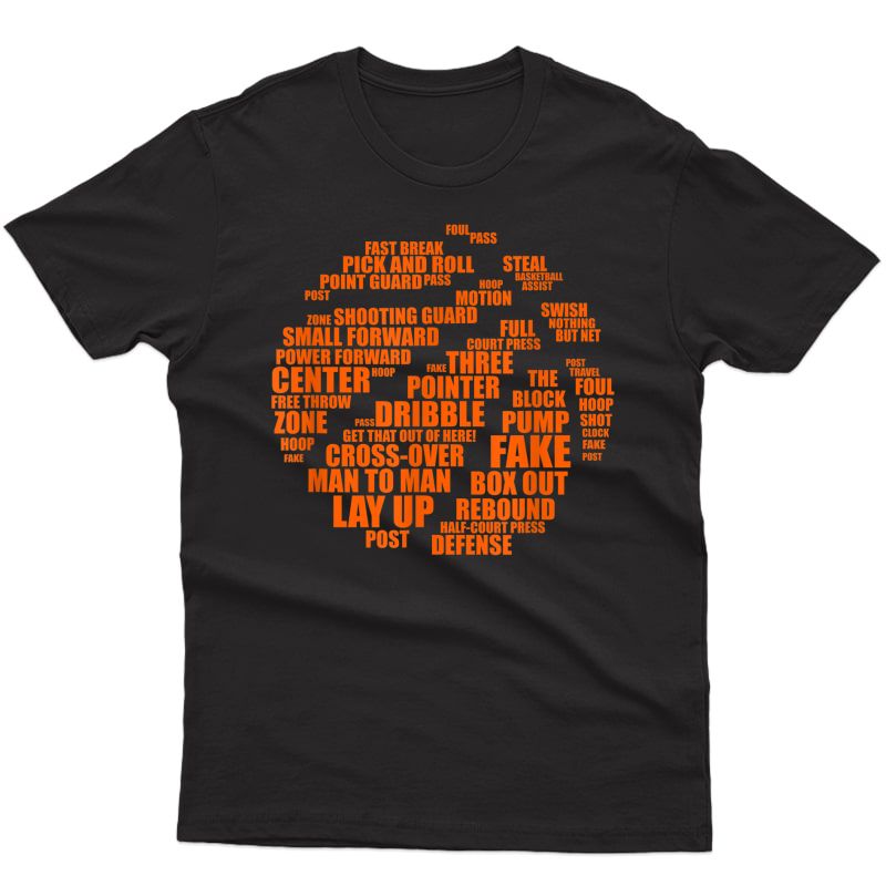 Basketball Terms Motivational Word Cloud T-shirt
