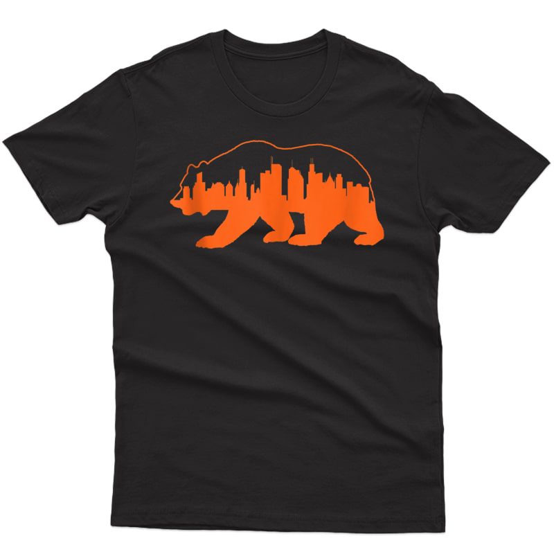 Bear Walking Silhouette - Downtown Chicago City Skyline Tank Top Shirts