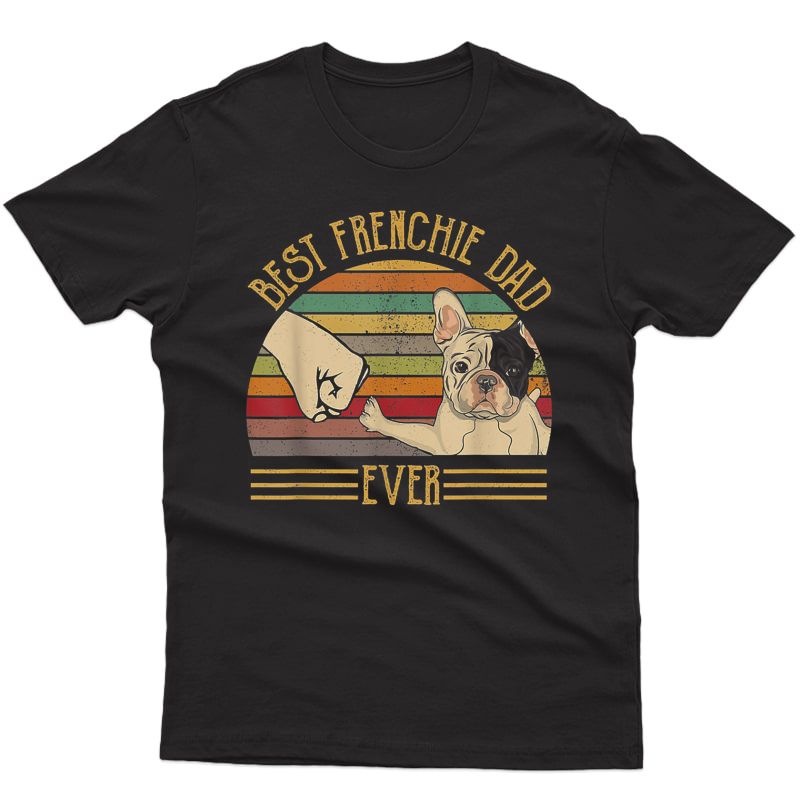 Best Frenchie Dad Ever Retro Vintage Sunset T-shirt