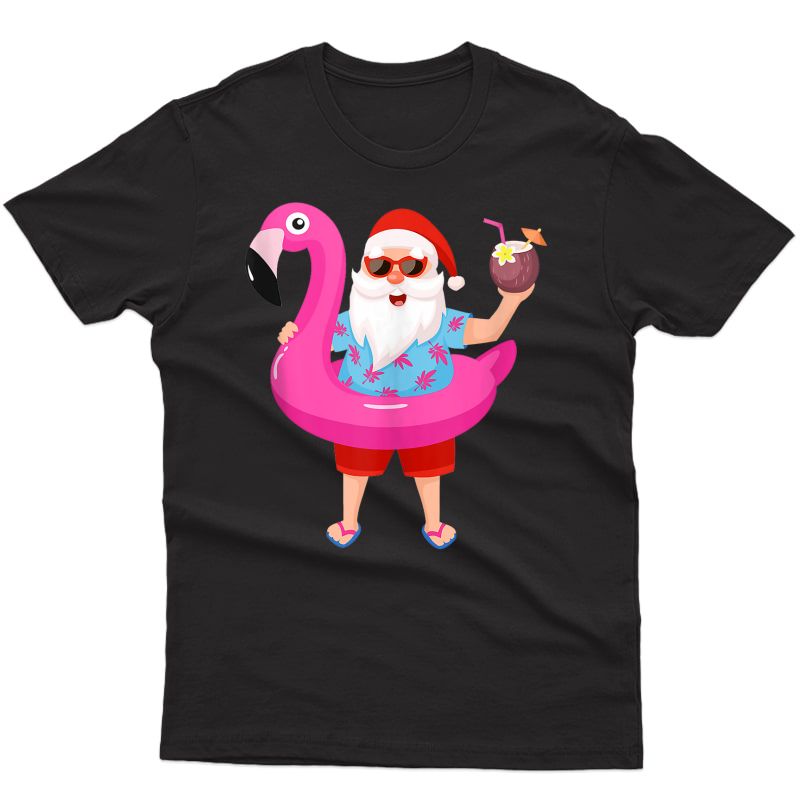 Christmas In July Santa Hawaii Sunglasses Flamingo Gifts Tank Top Shirts