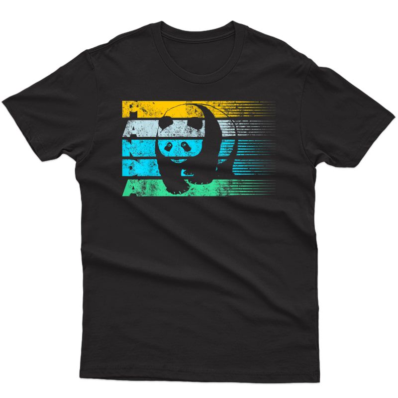 Cool Panda Bear Vintage Retro Silhouette Distressed Shirt