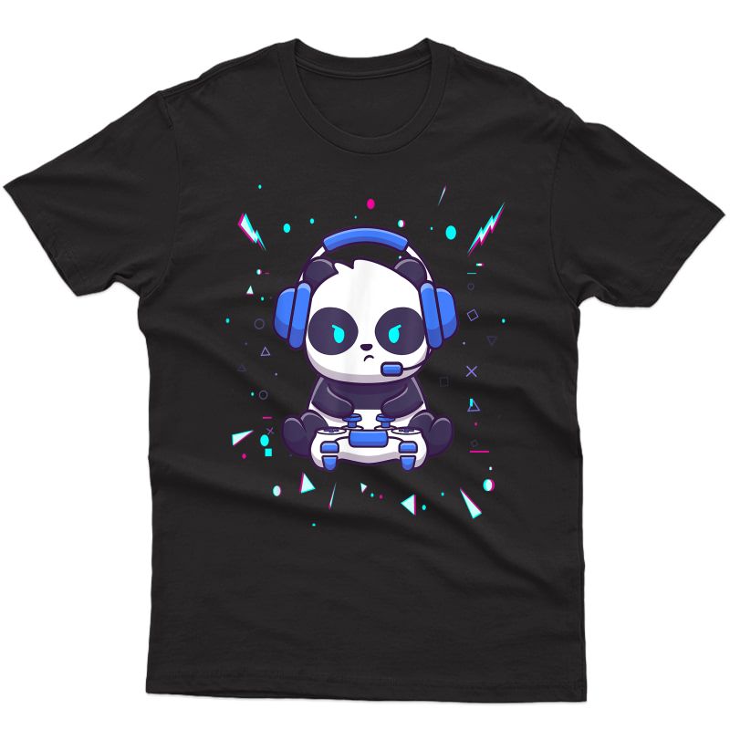 Cool Panda Gamer Shirt Video Games Computer Pc Player Nerds T-shirt