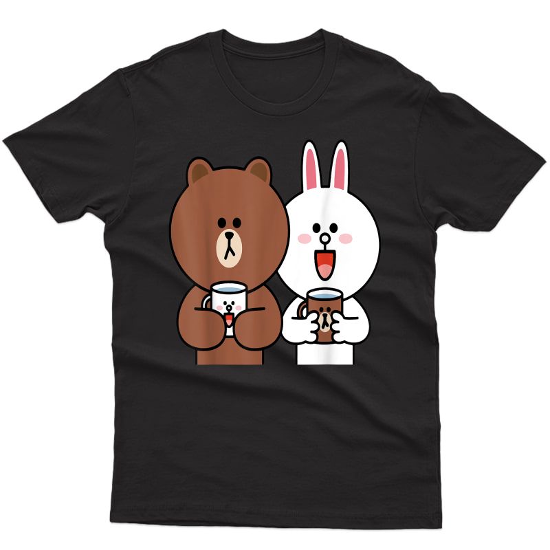 Cute Brown Bear Cony Bunny Rabbit Inseparable Lovers Forever T-shirt