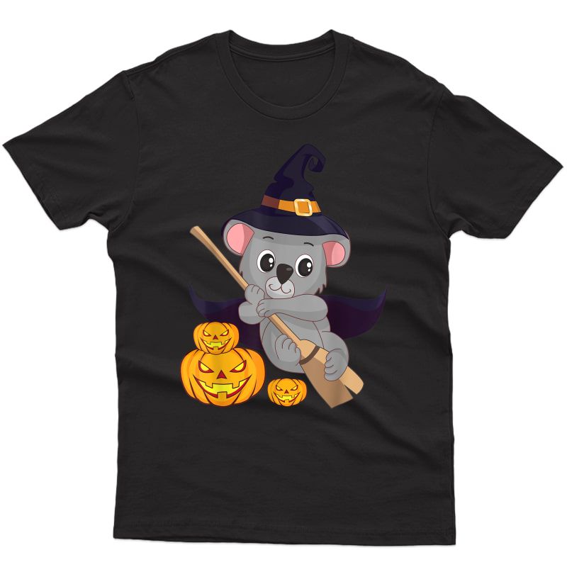 Cute Koala Bear Witch Pumpkin Easy Halloween Costume T-shirt