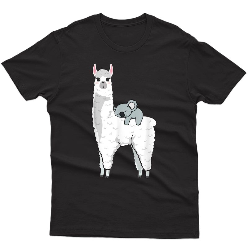 Cute Koala Riding & Napping On Alpaca Funny Tshirt