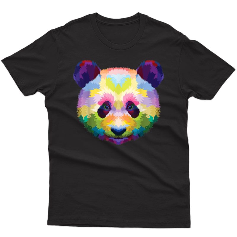 Cute Panda's Head Colorful Artistic Geometric Panda Lover T-shirt