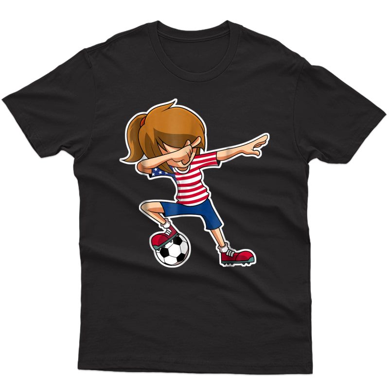 Dabbing Soccer Girl Usa Shirt, American Flag 