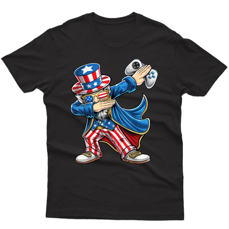 Dabbing Uncle Sam Video Game Controller 4th Of July Boy Gift T-shirt