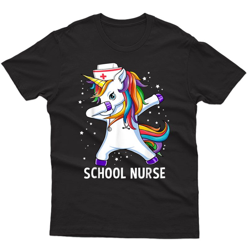 Dabbing Unicorn Funny School Nurse Gift T-shirt