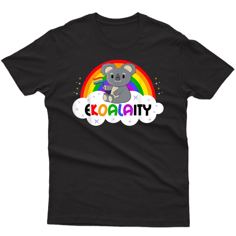 Ekoalaity Shirt Cute Koala Rainbow Flag Gay Pride T-shirt