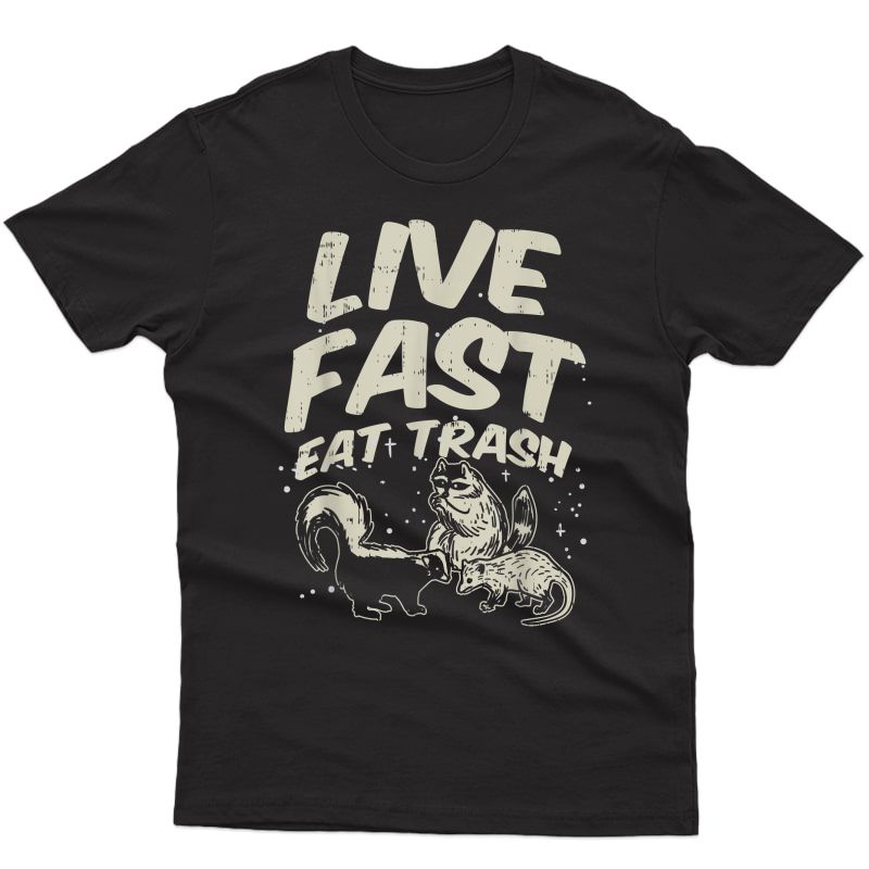 Fast Live Eat Trash Skunk Raccoon Opossum Street Cats Gift T-shirt