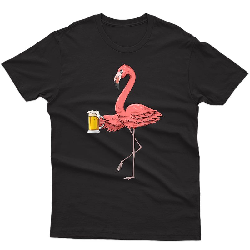 Flamingo Drinking Beer Flamingo Beer Lovers Flamingo Lovers T-shirt