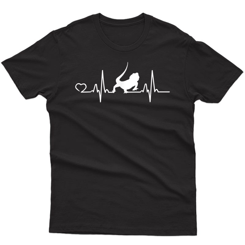 Funny Bearded Dragon Heartbeat Lizard Reptile Owner Gift T-shirt