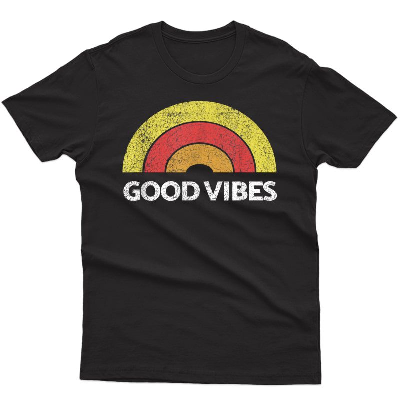 Good Vibes Rainbow Tribe Vintage Boho Hippie Cute Sun Yoga T-shirt