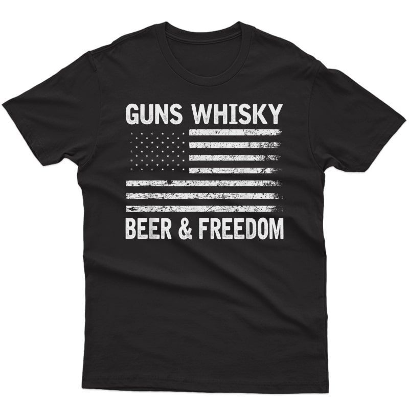 Gun Whisky Beer & Freedom American Flag T-shirt