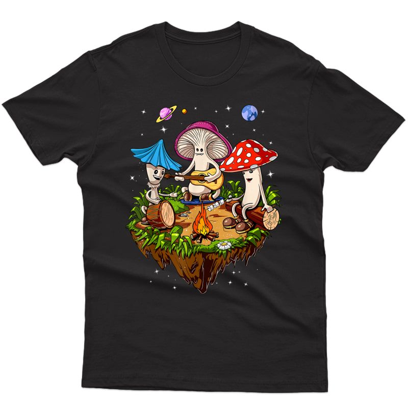 Hippie Mushrooms Camping Psychedelic Forest Fungi Festival T-shirt