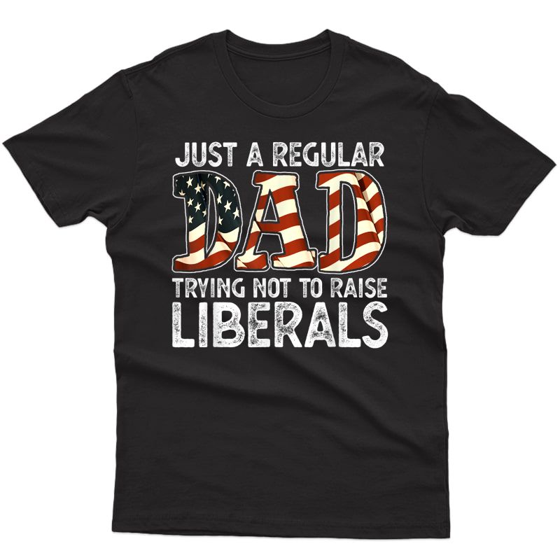 Just A Regular Dad Trying Not To Raise Liberals 4th July Son T-shirt