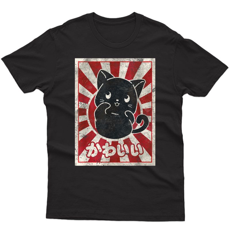 Kawaii Cat Japanese Black Anime Cat Lover T-shirt