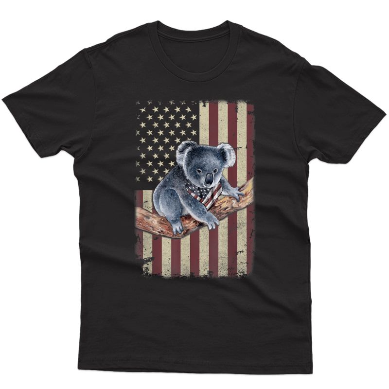 Koala American Flag Bandana Patriotic 4th Of July Tshirt