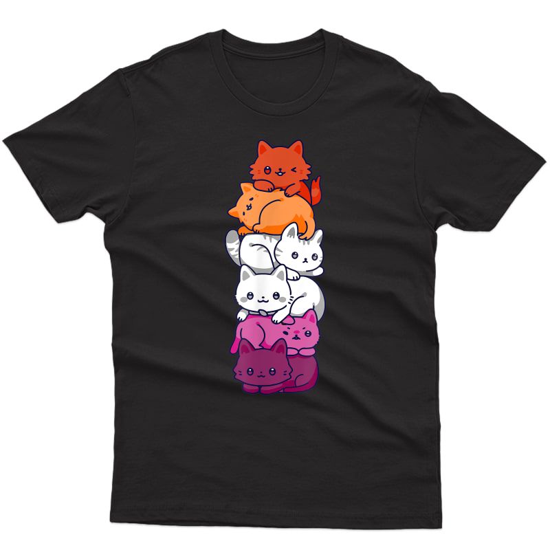 Lesbian Pride Cat Lgbt Gay Flag Cute Hers And Hers Gifts T-shirt
