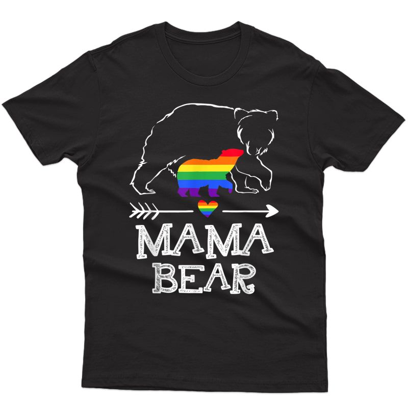 Mama Bear Proud Mom Rainbow Flag Lgbt Pride T-shirt
