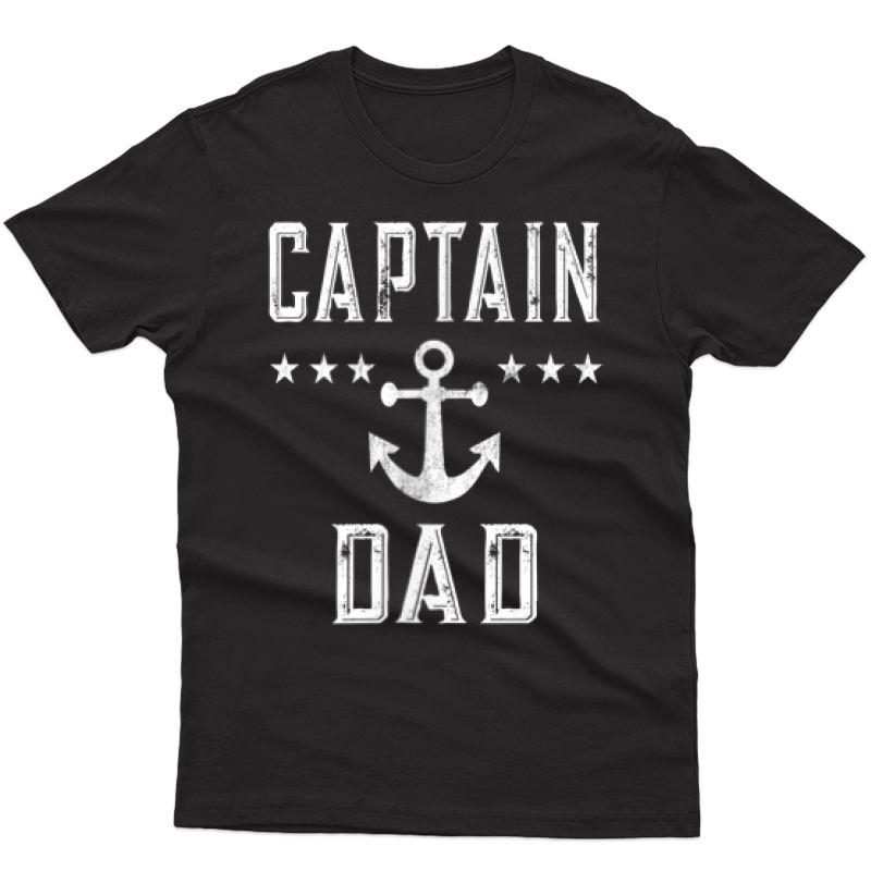 S (2 Sided Print) S Vintage Captain Dad Lake Boating Father T-shirt