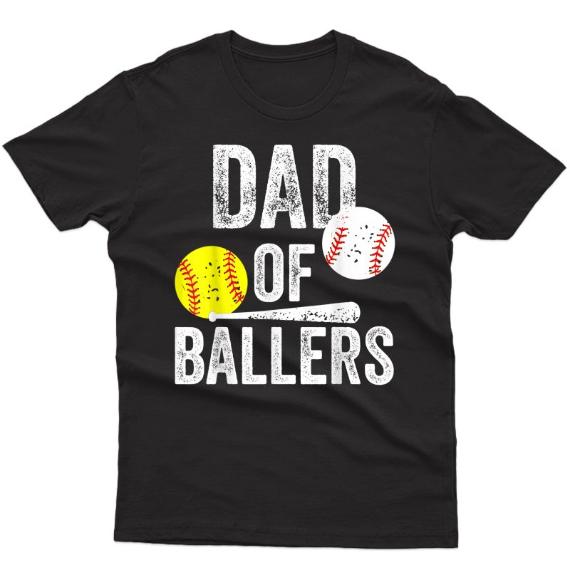 S Dad Of Ballers T Shirt Funny Baseball Softball Gift From Son