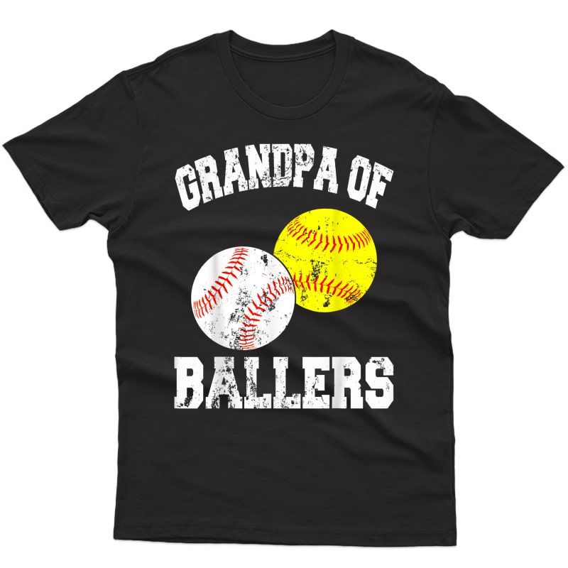 S Grandpa Of Ballers Shirt Funny Baseball Softball Gifts T-shirt