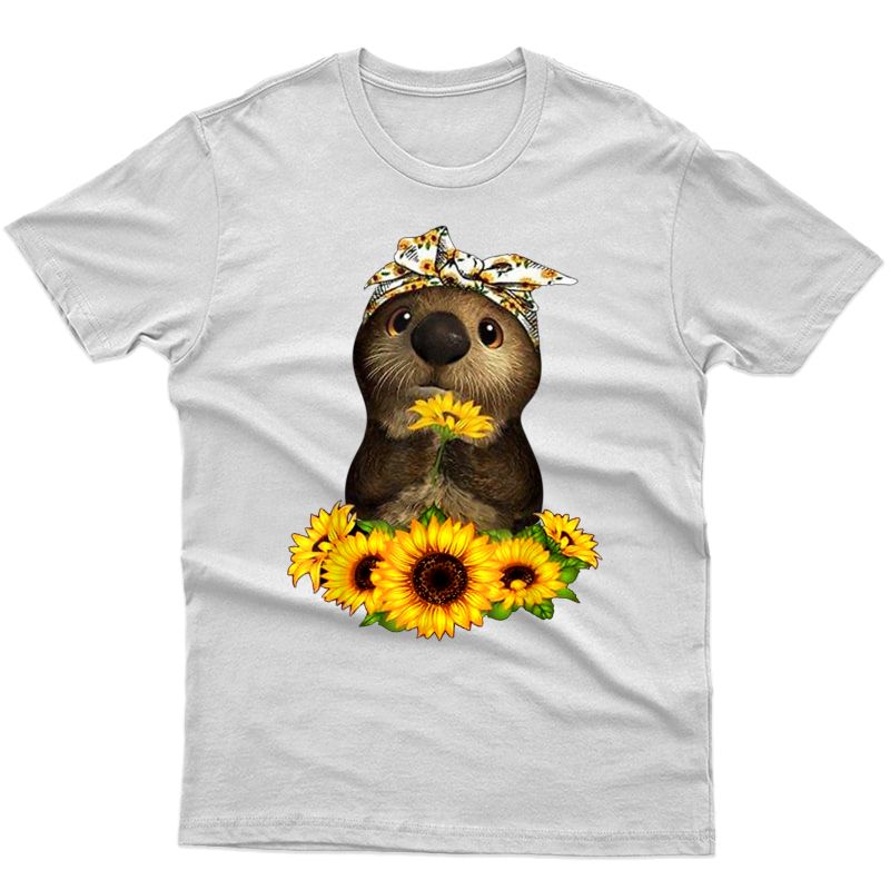 Otter Bandana Funny Animal Tshirt Sunflowers Shirt