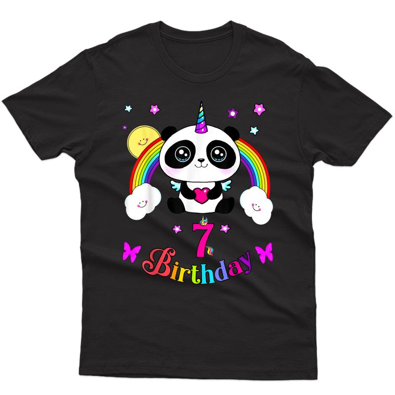 Panda 7th Birthday Shirt Girls Panda Bear Gift