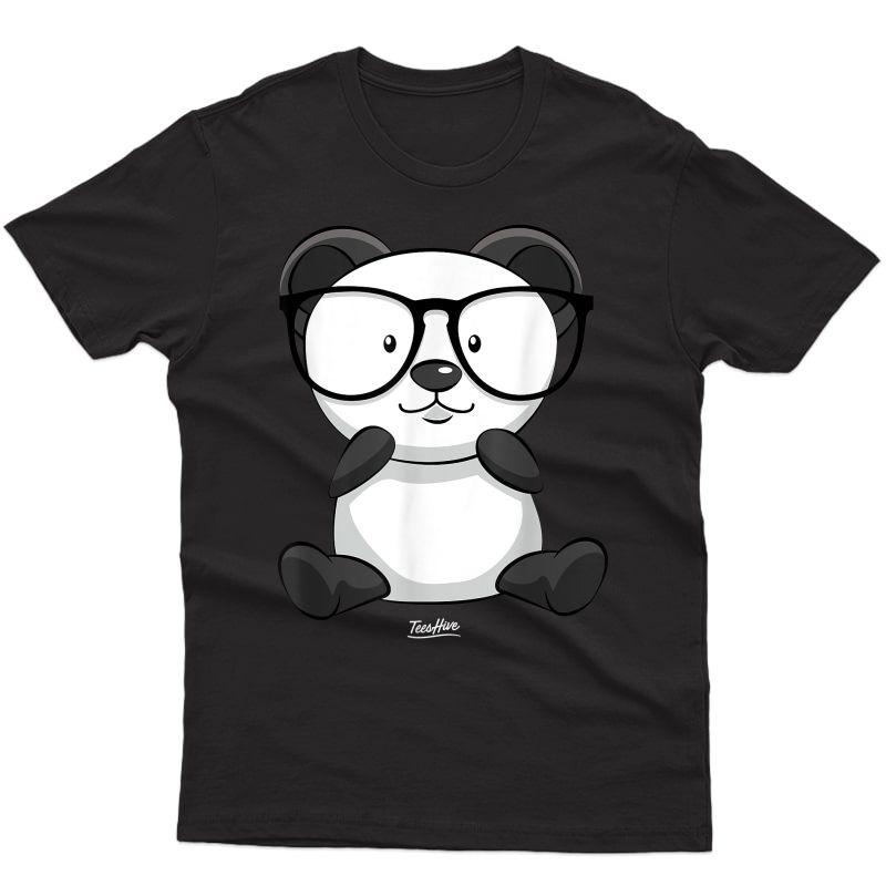 Panda With Glasses Panda Nerd Funny Panda Lover Shirts