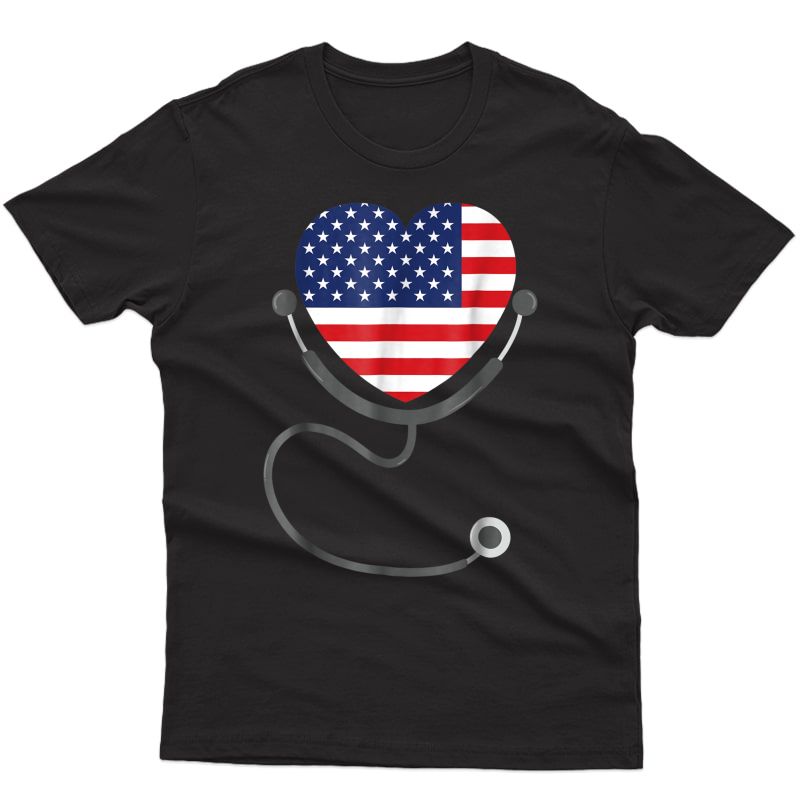 Patriotic Nurse Usa Flag T-shirt Nursing 4th July