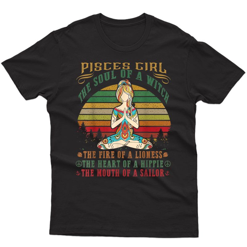 Pisces Girl Tshirt For Yoga Black Birthday Gifts