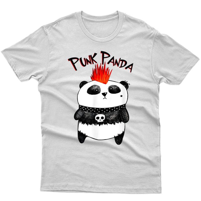 Punk Rock Panda Boy Girl Funny Mohawk T-shirt