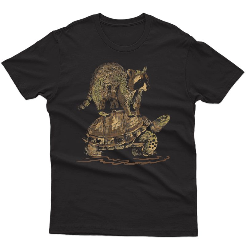 Raccoon Riding Turtle Animal Gifts Racoon Premium T-shirt