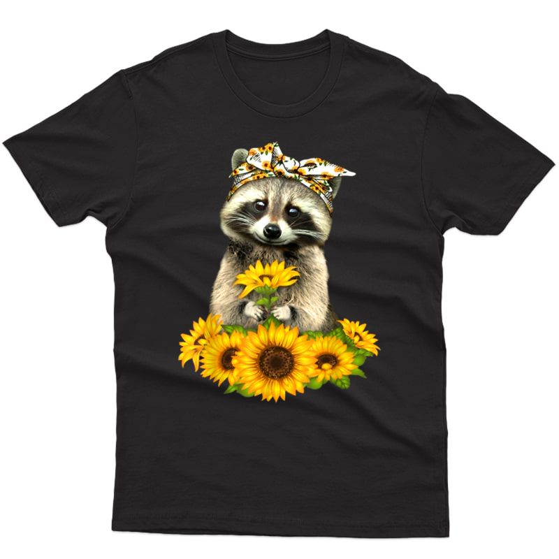 Raccoon Sunflower, Funny Raccoon Sun Flower Bow, Banadas Shirts