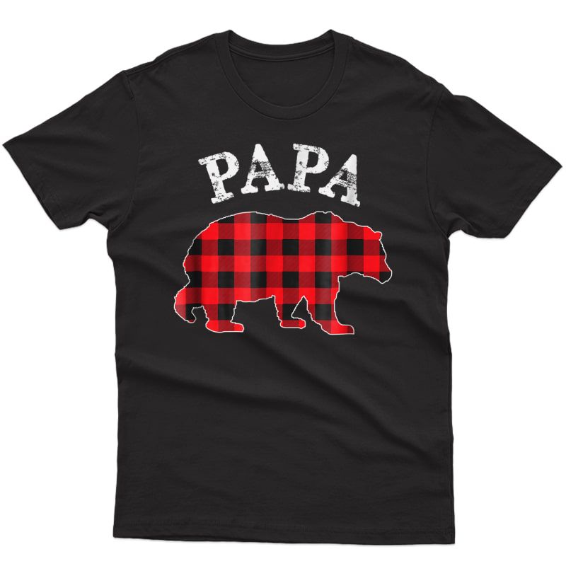 Red Plaid Papa Bear Buffalo Matching Family Pajama T-shirt