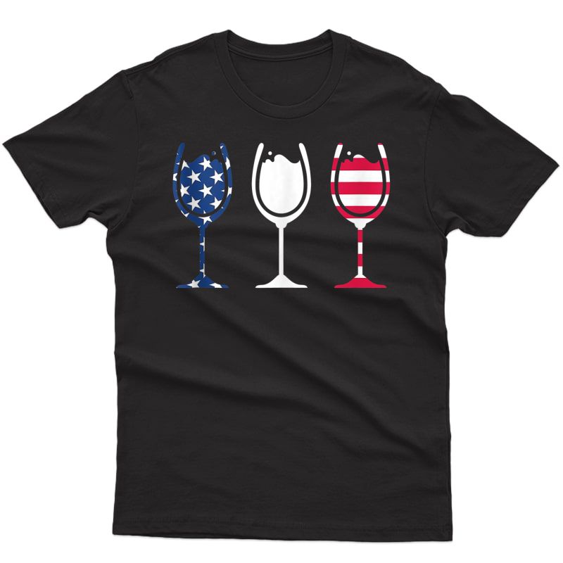 Red And Blue Funny Wine Glass Shirt 4th Of July Tank Top