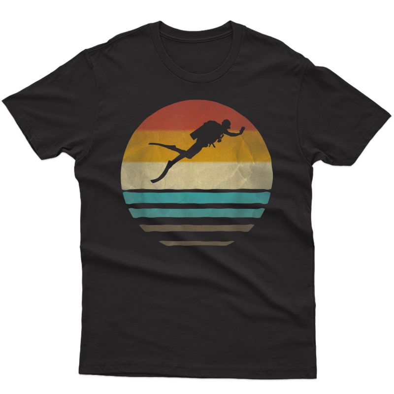 Retro Vintage Sunset Scuba Diving Diver Cute Funny Gift T-shirt