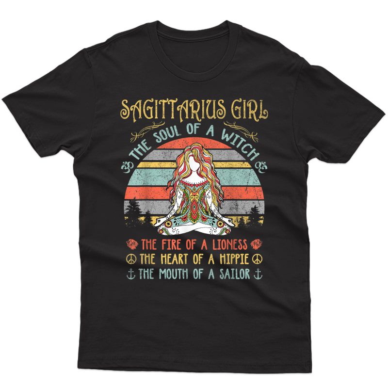 Sagittarius Girl The Soul Of A Witch Vintage Yoga Birthday T-shirt