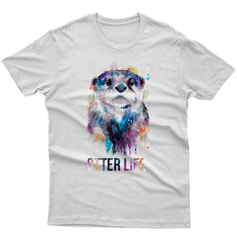 Sea Otter Life Rainbow Watercolor Bright Splatter Shirt