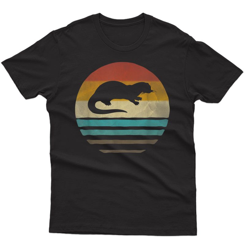Sea Otter Retro Vintage 60s 70s Silhouette Distressed Gift T-shirt