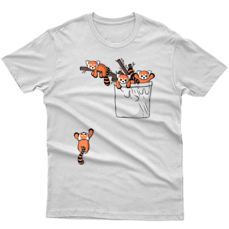 T-shirt - Pocket Series Cute Red Panda Bear Playing